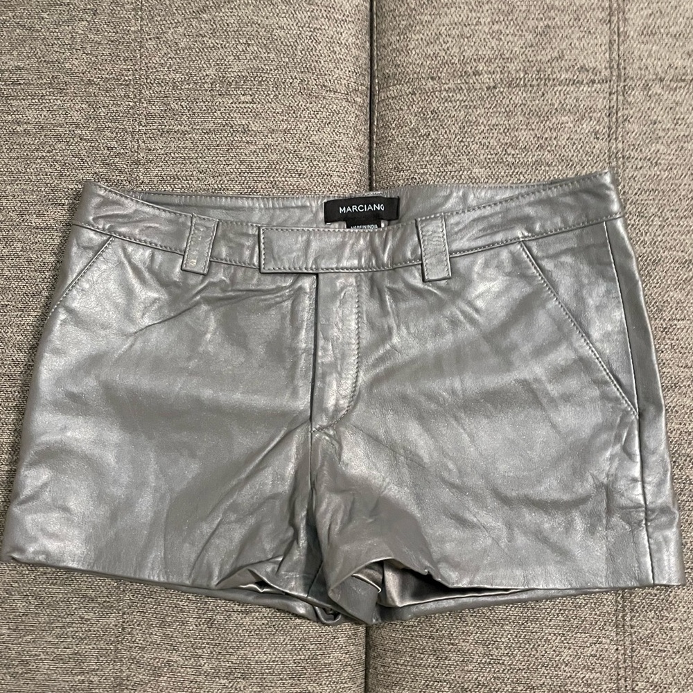 Marciano silver leather shorts
